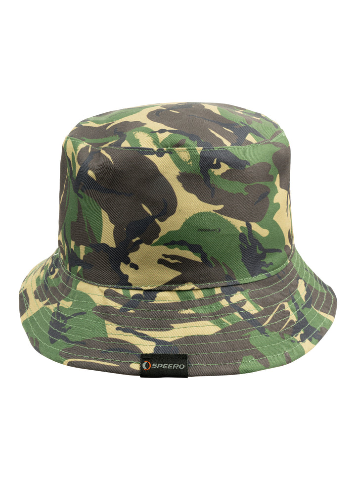 SPEERO DPM/Green Reversible Bucket Hat - Polycotton Bucket Hats for Men & Women - UV Protection Outdoor Hat with Rigid Brim for Fishing, Hunting, Hiking