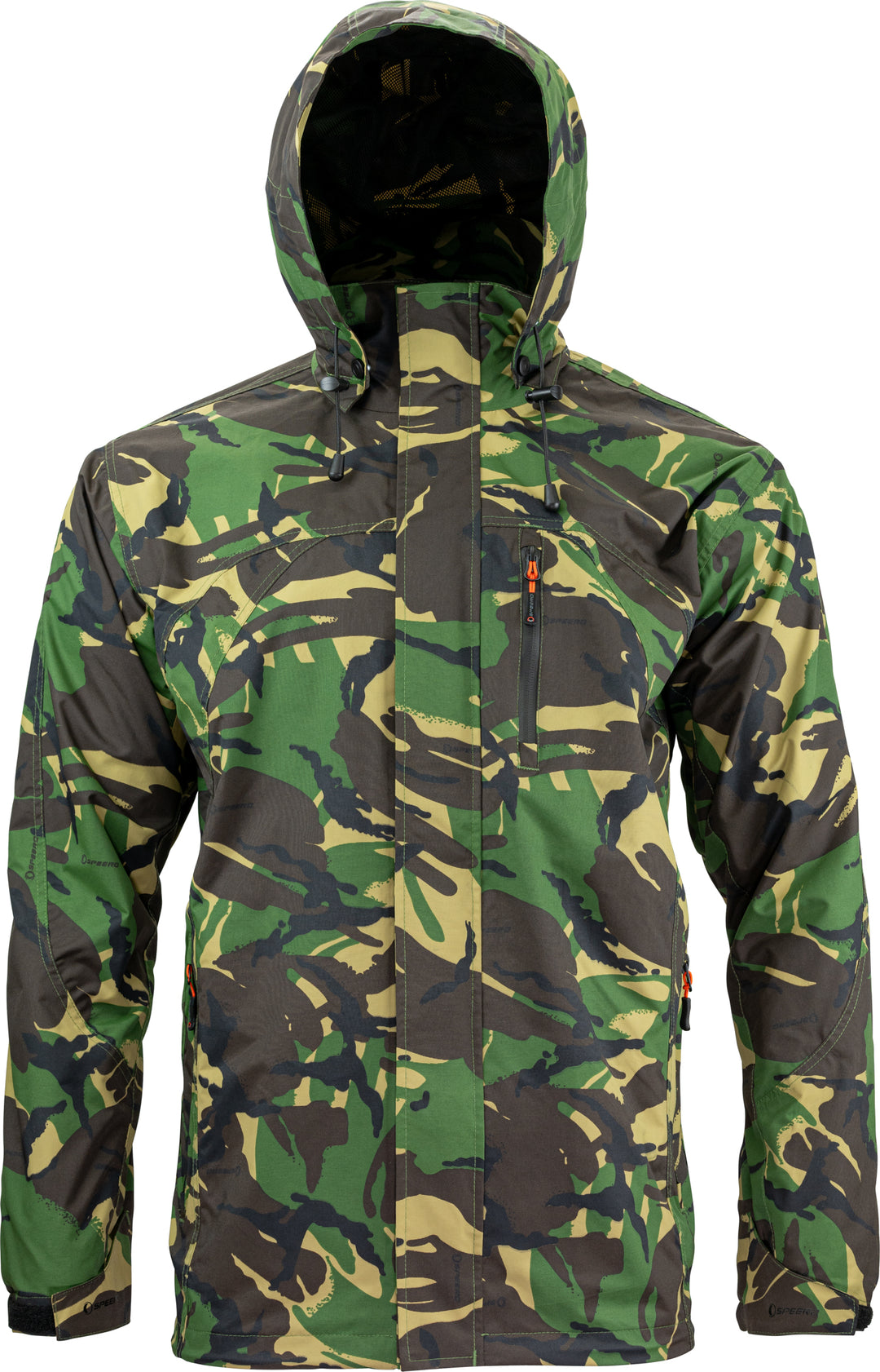 SPEERO Sirius Tech Waterproof Jacket for Men – Lightweight Windbreaker Jacket with Detachable Hood, Breathable Mesh Lining, Underarm Vents & Sealed Pockets – Hiking, Travel & Outdoor use DPM