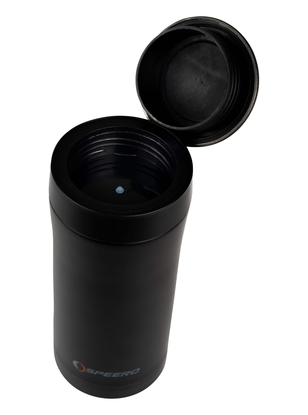 SPEERO 330ml Travel Mug - Leakproof Stainless Steel Thermal Mug - Insulated Coffee Cup with Lid Keeps Hot 6hrs, Cold 12hrs - Black