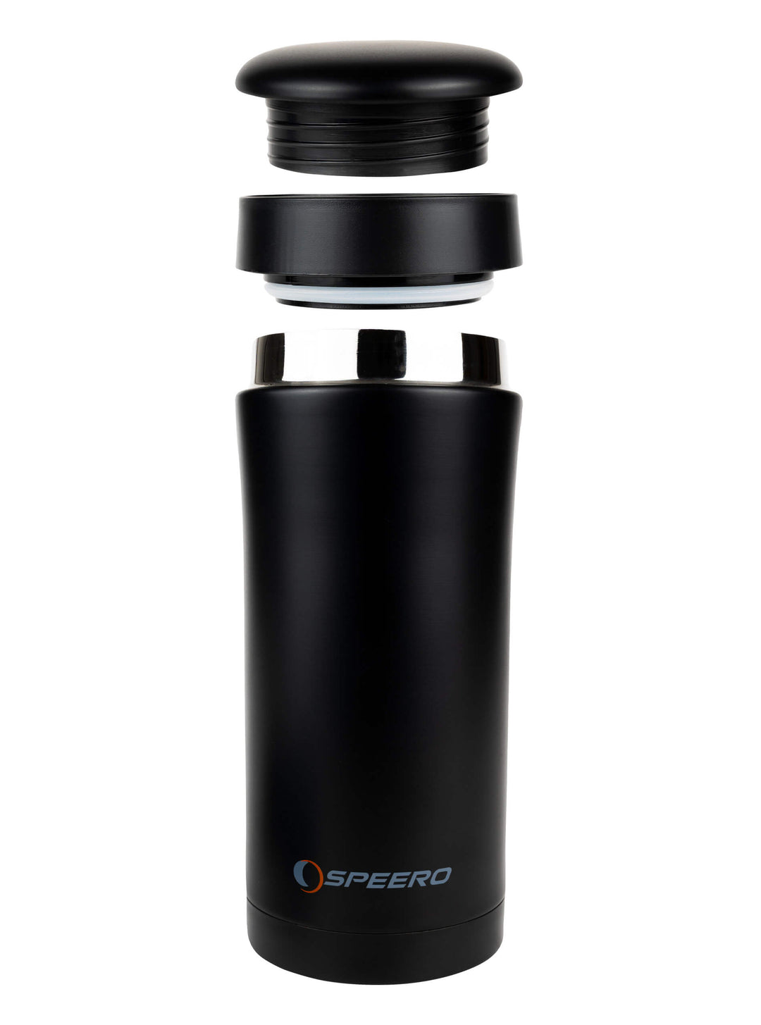 SPEERO 330ml Travel Mug - Leakproof Stainless Steel Thermal Mug - Insulated Coffee Cup with Lid Keeps Hot 6hrs, Cold 12hrs - Black